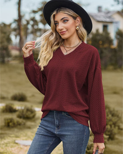 V-Neck Dropped Shoulder Blouse