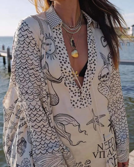 Nautical Print Top and Shorts Set