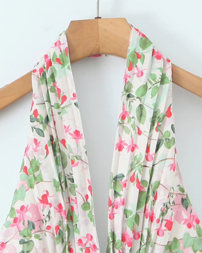 Floral Halter Neck Mini Dress