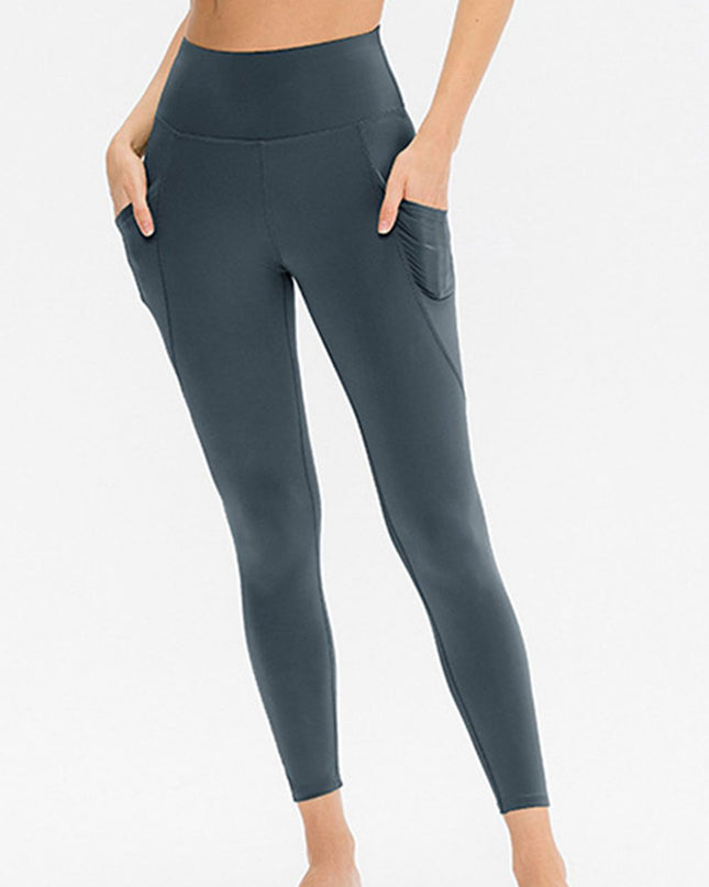 Slim Fit Long Active Leggings with Pockets Dark Gray