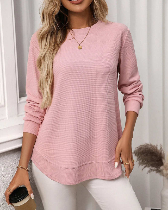 Long Sleeve Round Neck T-Shirt Pink