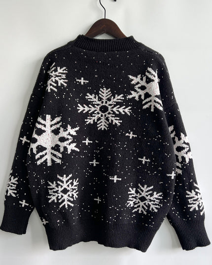 Snowflake Pattern Dropped Shoulder Sweater