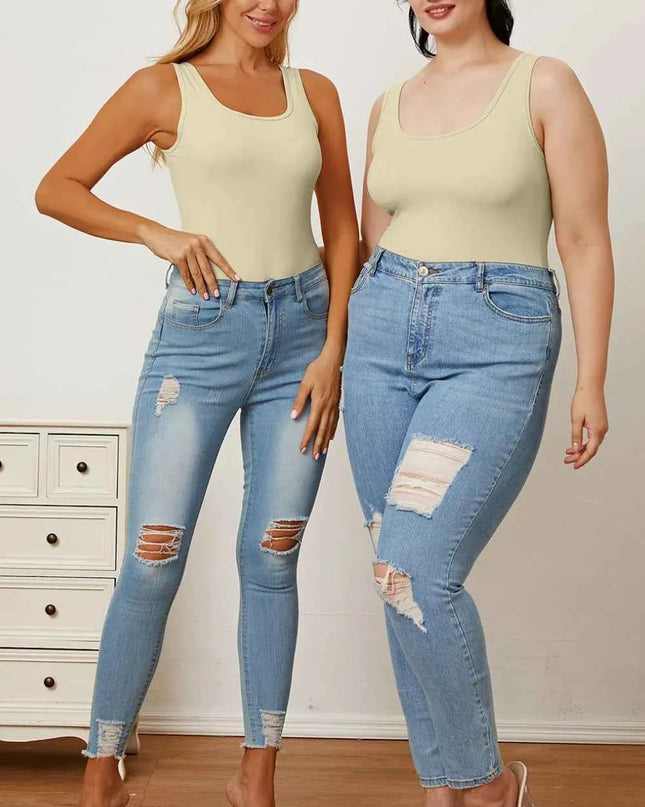 Basic Bae Full Size Square Neck Sleeveless Bodysuit