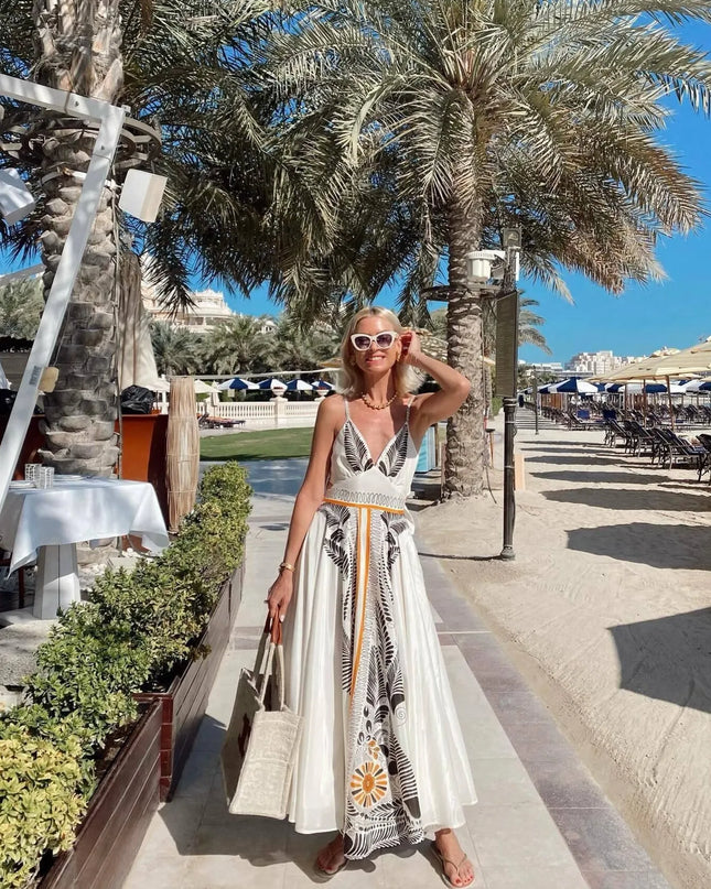 Printed V-Neck Cami Dress 