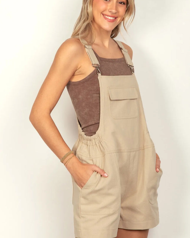 VERY J Adjustable Suspender Overalls with Pockets