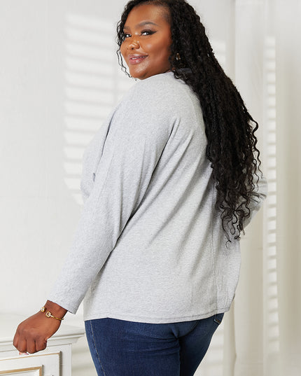 Double Take Seam Detail Round Neck Long Sleeve Top