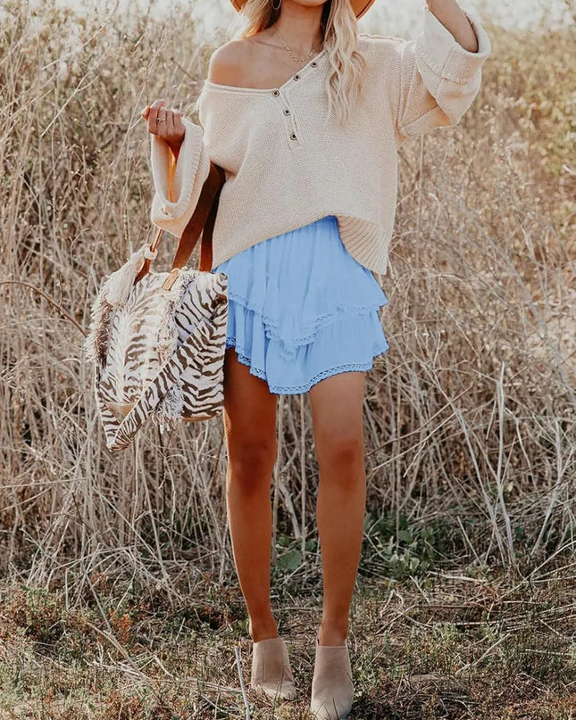 Lovelet Lace Detail Layered Skirt 