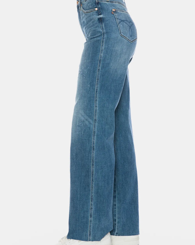 Judy Blue Full Size Tummy Control Cut Raw Hem Straight Jeans