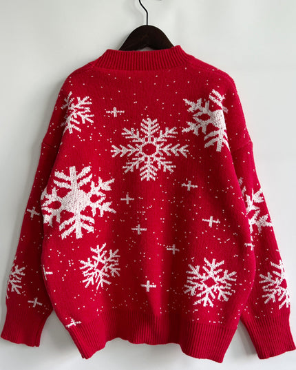Snowflake Pattern Dropped Shoulder Sweater