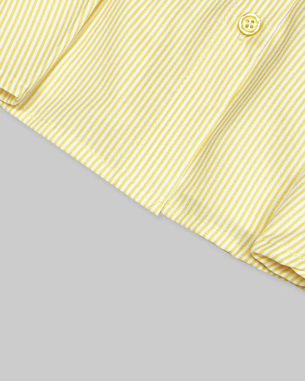 Striped Puff Sleeve Button-Up Shirt