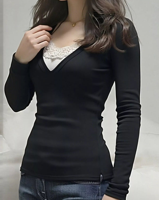 Long Sleeve T-Shirt with Lace Detail