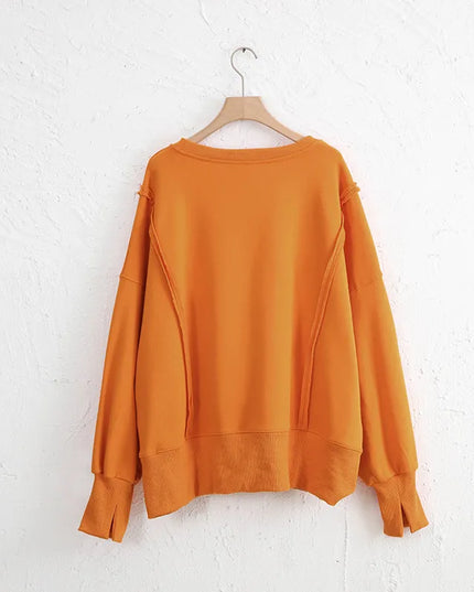 Exposed Seam High-Low Long Sleeve Sweatshirt
