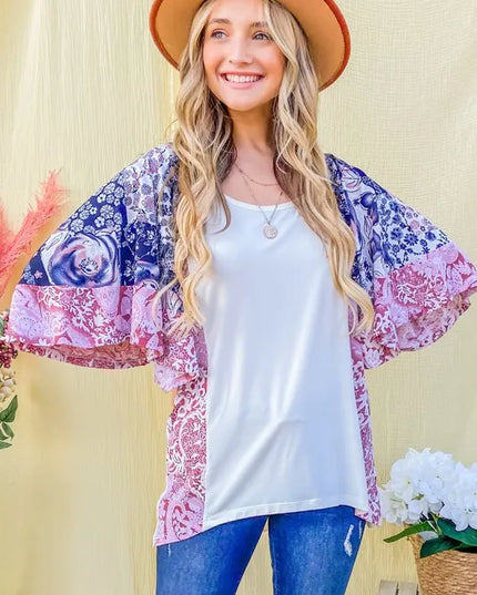 And The WhyFloral Print Bell Sleeve Top