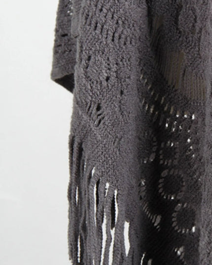 Fringe Openwork Surplice Cape Sleeve Poncho