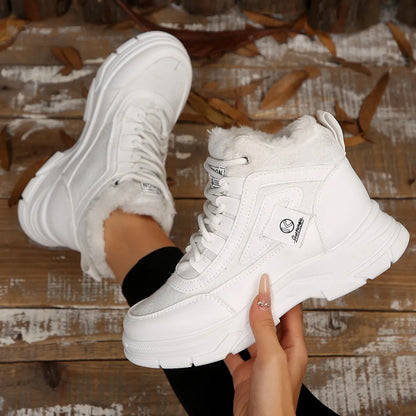 High-Top Platform Chunky Sneaker Boots with Lace-Up