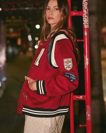 MABLE M Bomber Varsity Jacket with Patch Detail
