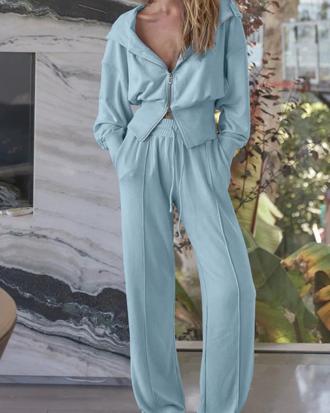Zip-Up Hoodie and Pants Active Set