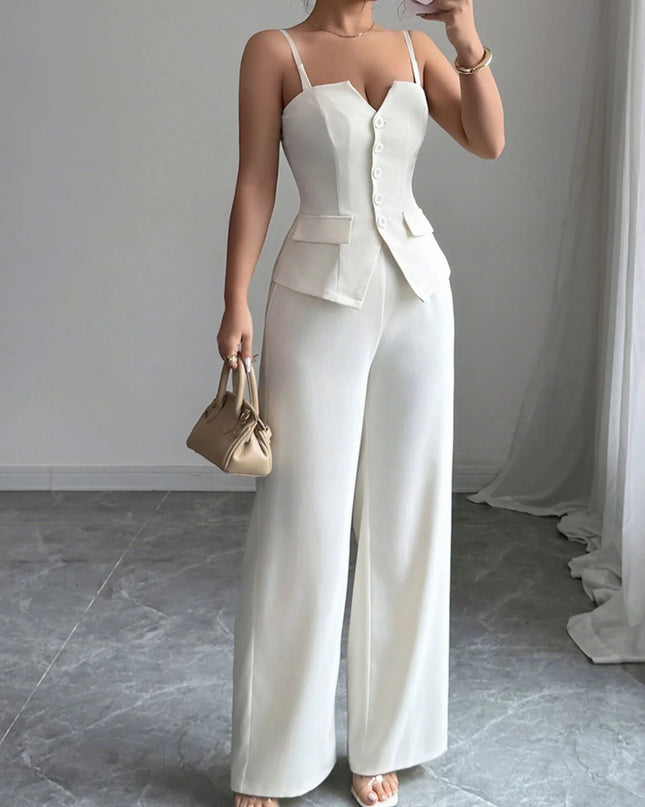 Button Front Cami and Pants Set