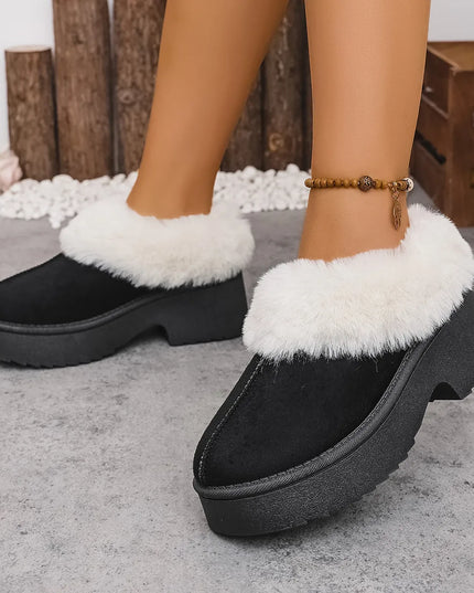 Cozy Fur-Lined Winter Platform Boots Black