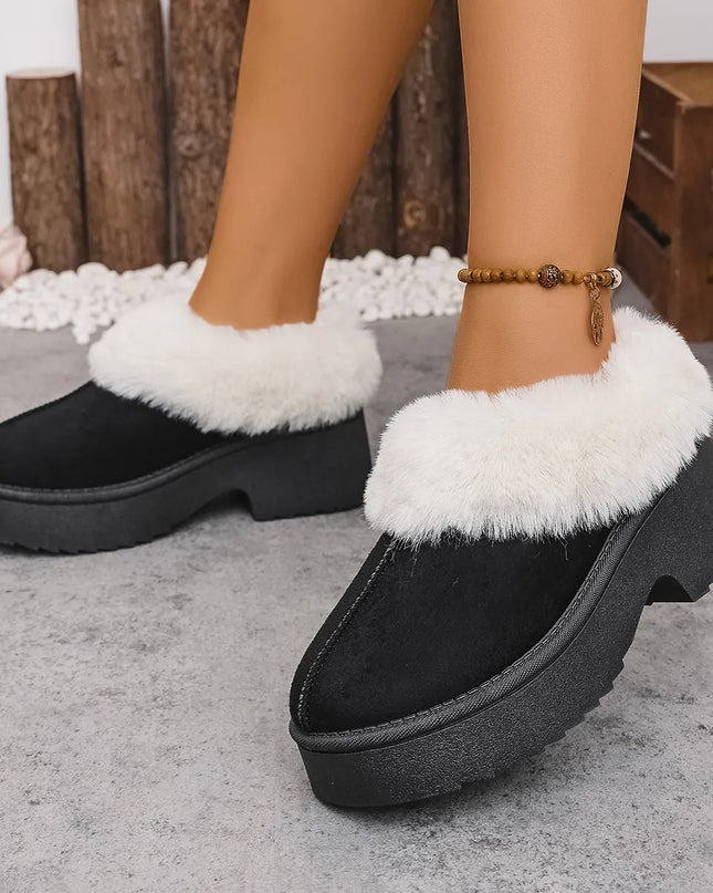 Cozy Fur-Lined Winter Platform Boots Black