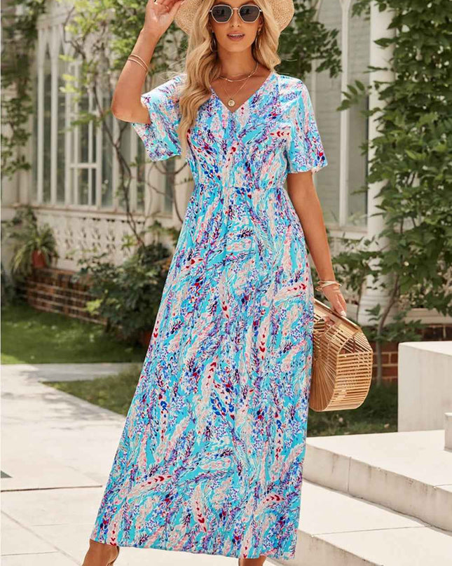 Multicolored V-Neck Maxi Dress