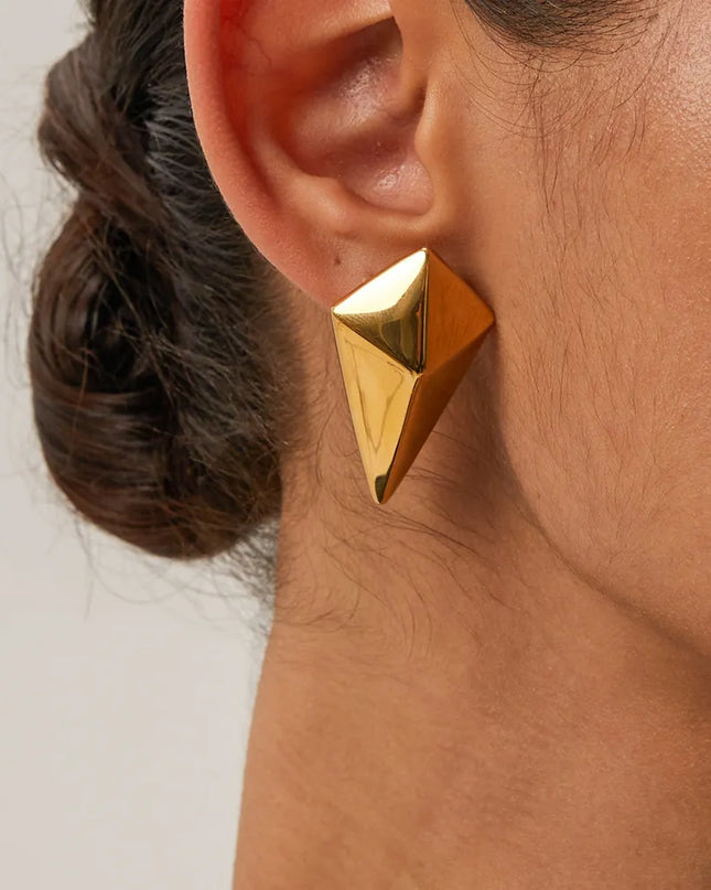 Stainless Steel 18K Gold-Plated Geometric Earrings Gold One Size