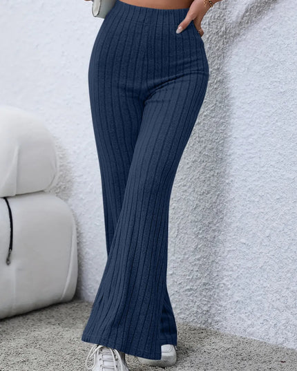 Basic Bae Full Size Ribbed High Waist Flare Pants