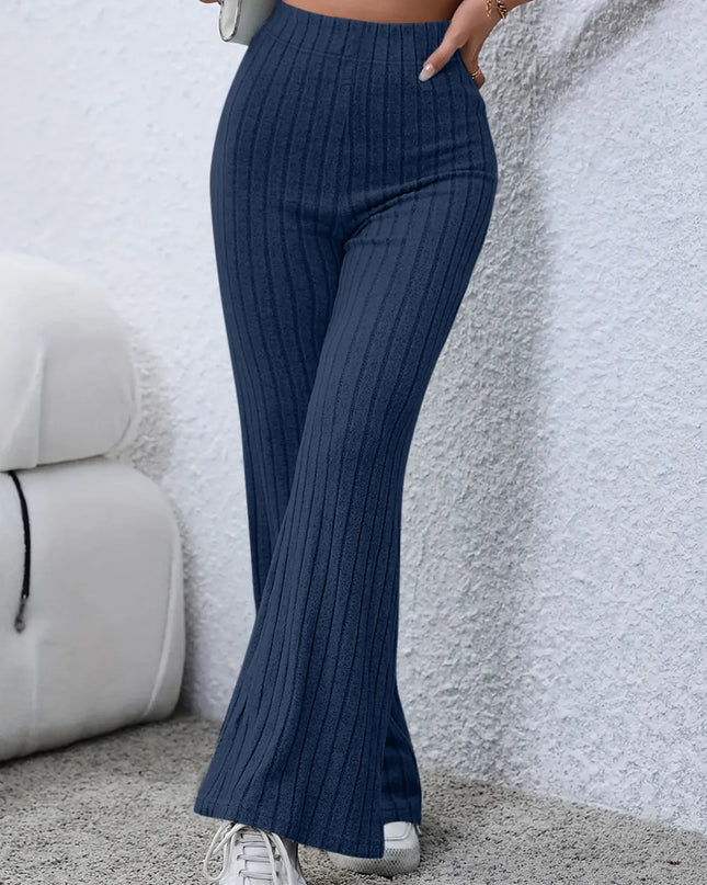 Basic Bae Full Size Ribbed High Waist Flare Pants