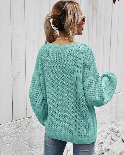 Angel Wings V-Neck Dropped Shoulder Sweater