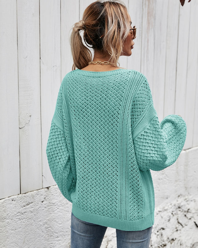 Angel Wings V-Neck Dropped Shoulder Sweater