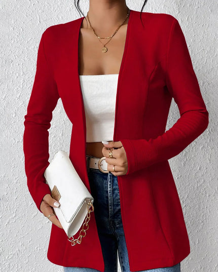 One Button Long Sleeve Blazer Red