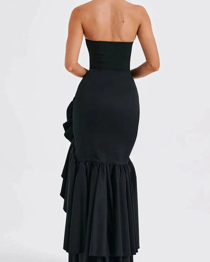 Strapless Ruffle High-Low Bodycon Dress