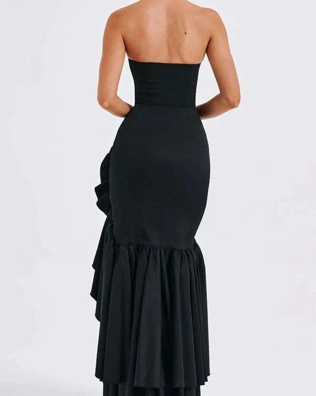 Strapless Ruffle High-Low Bodycon Dress