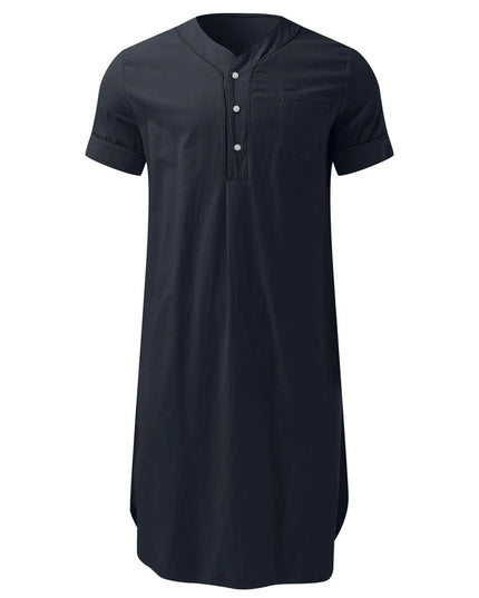 Men's Full Size Button Detail Short Sleeve Lounge Dress Plus Size