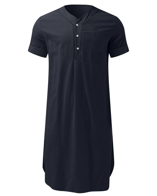 Men's Full Size Button Detail Short Sleeve Lounge Dress Plus Size