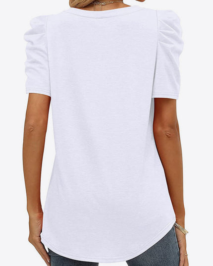 V-Neck Puff Sleeve Tee