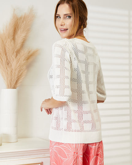 Mandy Ribbed Trim Round Neck Knit Top