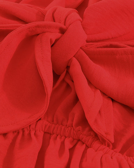 Tied Flounce Sleeve Plunge Romper