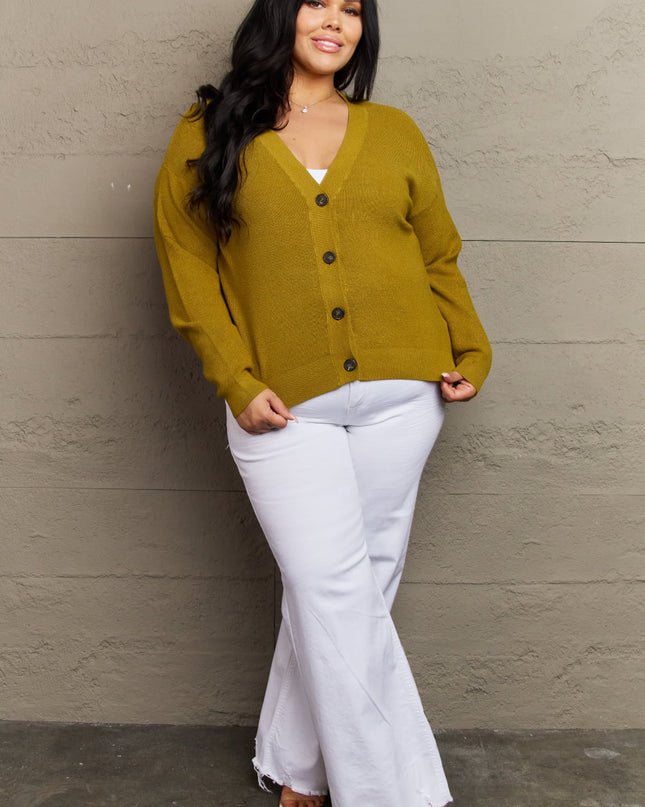 Zenana Kiss Me Tonight Full Size Button Down Cardigan in Chartreuse