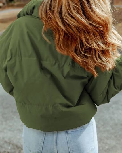 Zip Up Collared Neck Coat with Pockets