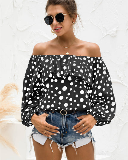 Polka Dot Off-Shoulder Layered Blouse 