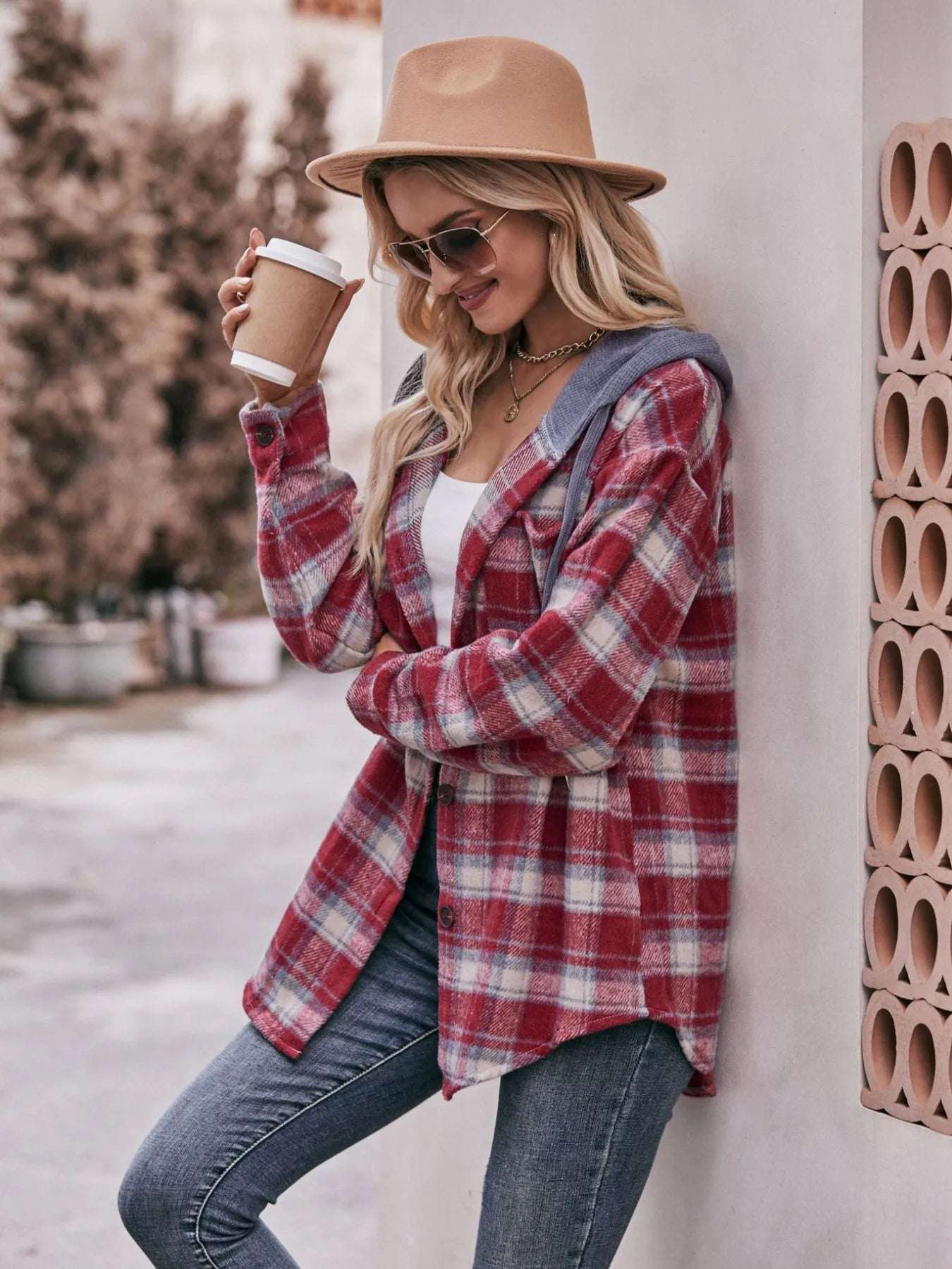 Oversized Plaid Button Up Shacket