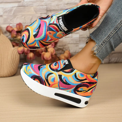Colorful Abstract Pattern Platform Sneakers