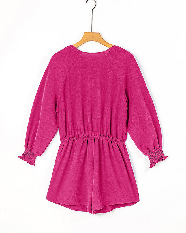 Tied Flounce Sleeve Plunge Romper