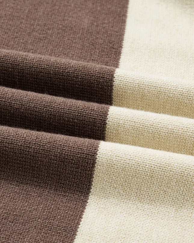 Color Block Crew Neck Drop Shoulder Sweater