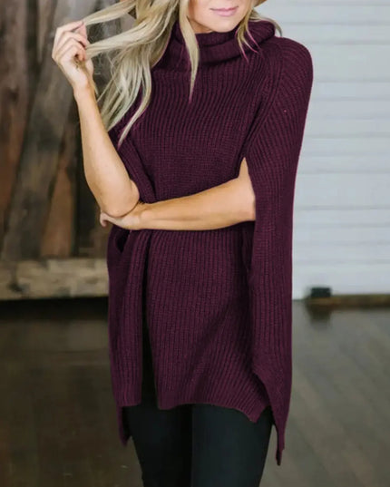 Turtleneck Slit Sweater