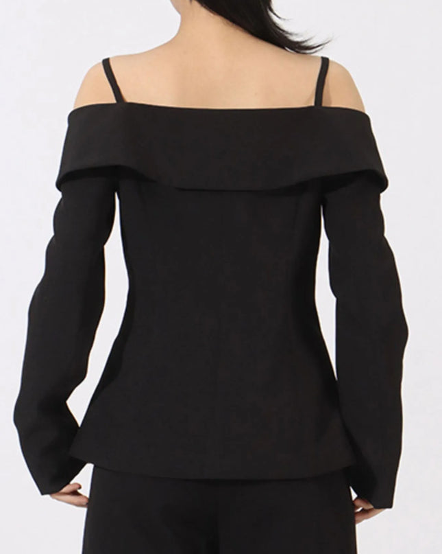 Ruffled Cold Shoulder Long Sleeve Outerwear