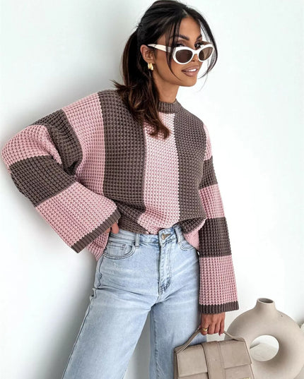 Color Block Long Sleeve Sweater