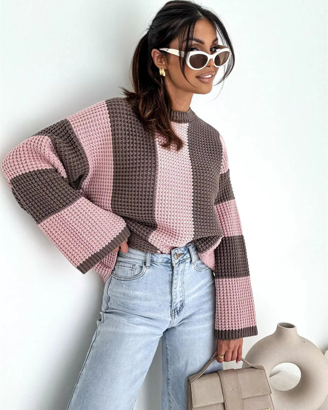 Color Block Long Sleeve Sweater