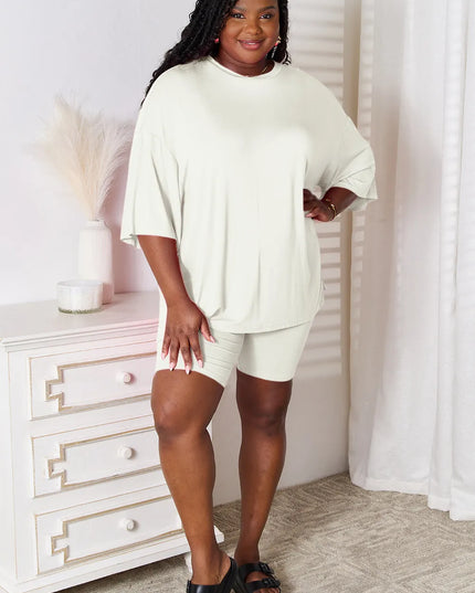 Basic Bae Full Size Soft Rayon Three-Quarter Sleeve Top and Shorts Set